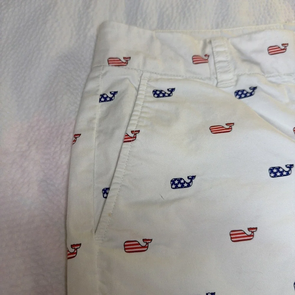 Vineyard Vines Patriotic Whale Shorts Size 6 White Red White Blue Americana - Picture 2 of 6